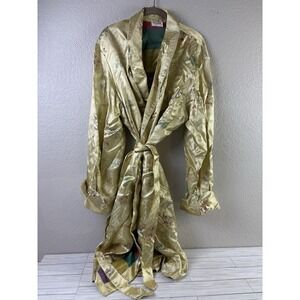 Vintage Chinese Qishan Silk Style Gold Robe Size Large